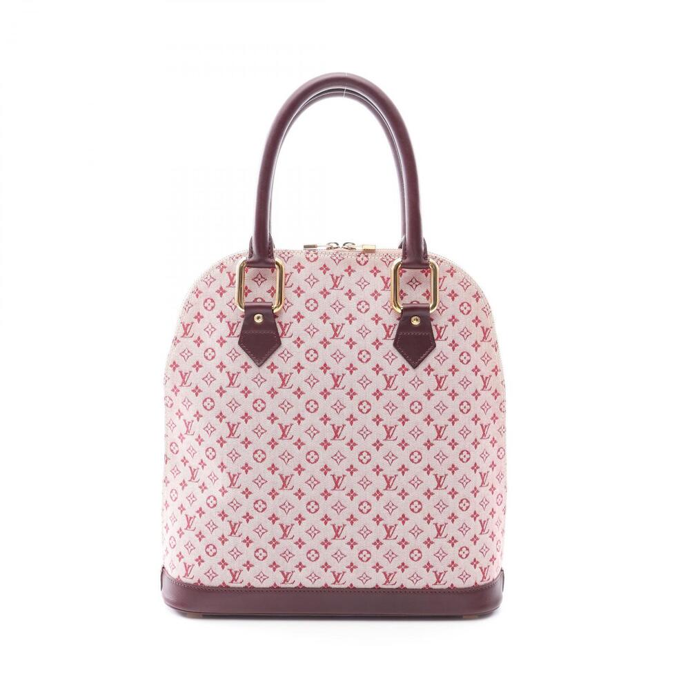 Louis Vuitton Alma Monogram Cerise Red Handbag Canvas Leather Pink Burgundy Red